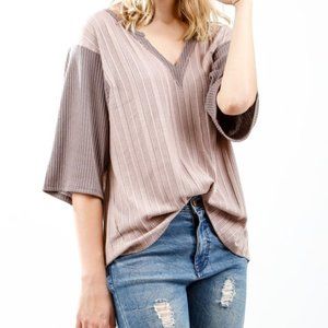 My Story Women's Short Sleeve Top - Taupe and Gray
